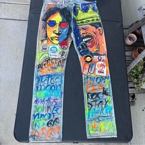 Levi’s 501 Men’s Jeans 31x32 Button Fly Custom Artist Painted One Of A Kind